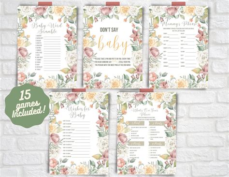 Baby Shower Games Botanical Baby Shower Games Bundle Printable Games