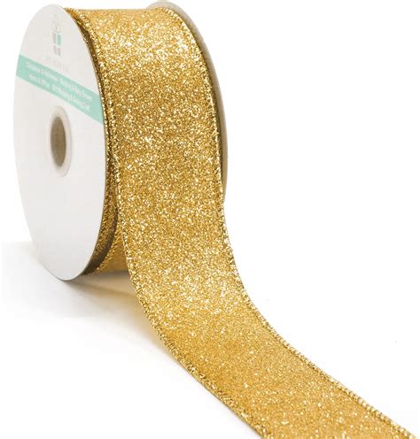 Amazon DINDOSAL Apple Green Glitter Wired Ribbon 2 5 Inch X 10