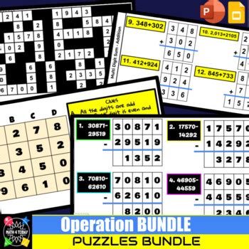 Add Subtract Multiply Divide Multi Digit BUNDLE PUZZLES GoogleSlides