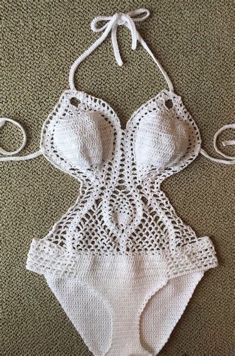 Crochet One Piece Swimsuit Monokini Bathing Suit Crochet Monokini Crochet Swimsuits