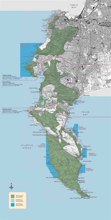 Table Mountain National Park Map - Capetown South Africa • mappery