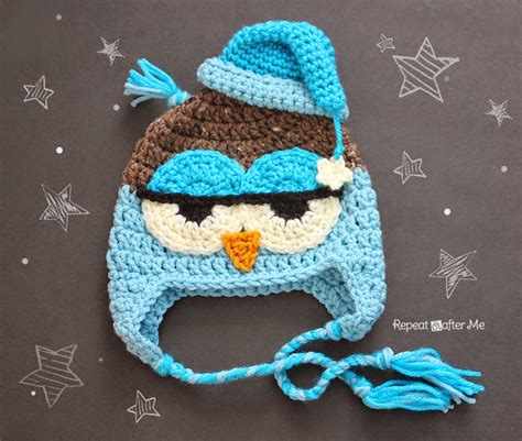 Crochet Sleepy Owl Hat