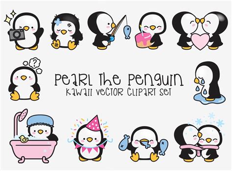 Premium Vector Clipart Kawaii Pearl The Penguin Cute Pengun Clipart