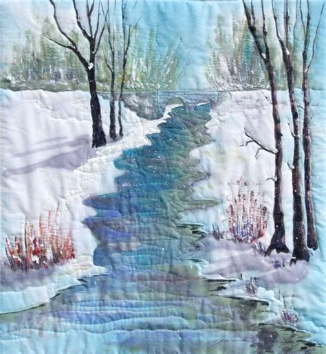 Winter Quiet A Fabric Ladndscape Art Quilt Landscape Art Quilts