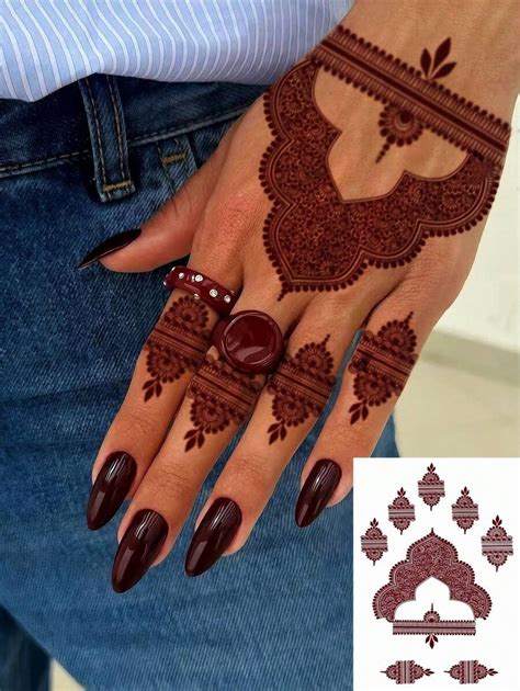 Henna Temporary Tattoo Sexy Brown Lace Waterproof Fake Tattoos