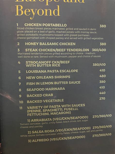 Menu At Grand Entree Ernakulam