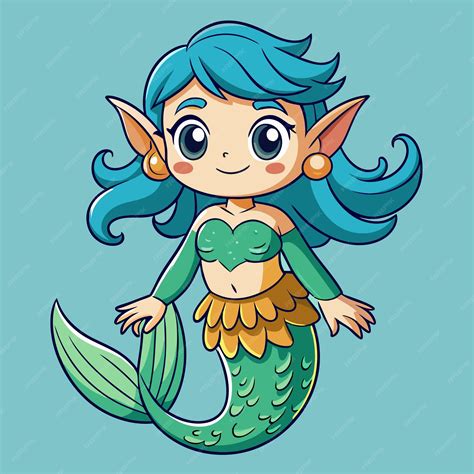 Adorable Merfolk Cartoon Vector Drawing Premium Ai Generated Vector