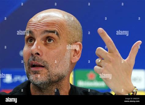 Manchester City Manager Pep Guardiola During A Press Conference At The