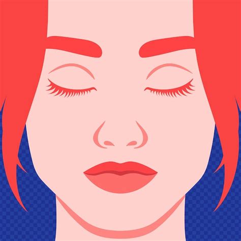 Premium Vector Beautiful Redhead Woman With Closed Eyes