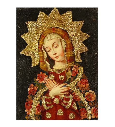 Virgin Mary Original Colonial Cuzco Peru Folk Art Oil Painting On ...