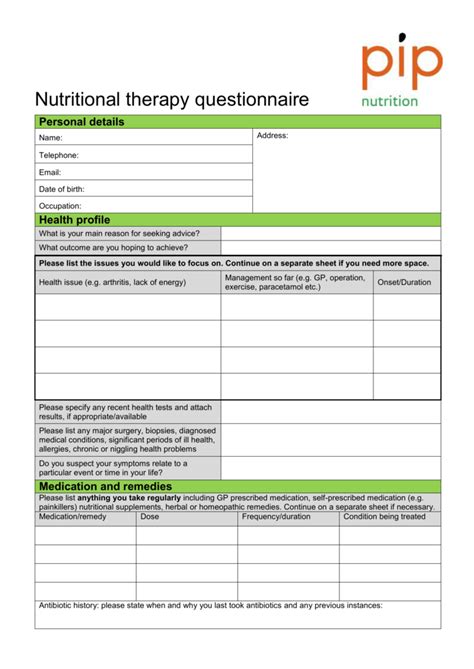 Nutrition Questionnaire