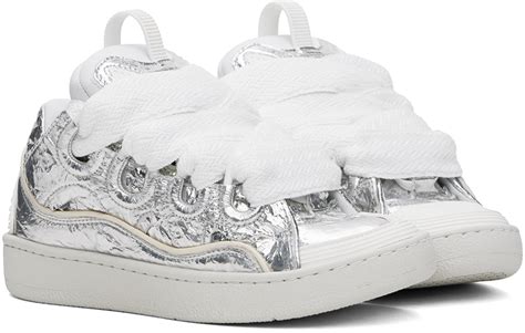 Lanvin Silver Curb Metallic Effect Sneakers Lanvin