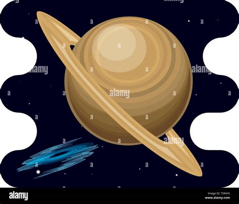 Saturn Planet With Black Hole Scene Space Vector Illustration Design