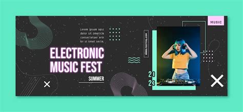 Free Vector Flat Design Electronic Music Facebook Cover
