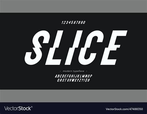 Slice Font Slanted Style Modern Typography Vector Image