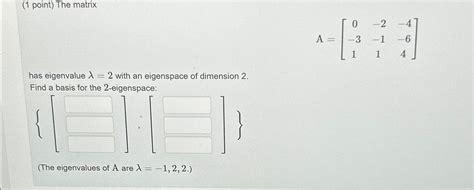 Solved 14 ﻿the Matrixa 0 2 4 3 1 6114 Has Eigenvalue λ2