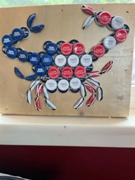 Patriotic Crab Beer Cap Art Etsy