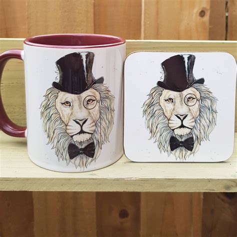 Lion Coffee Mug Mugs for Him Funny Animal Mug Cute Animal | Etsy