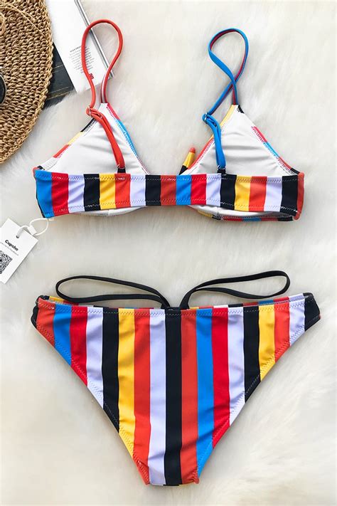 Auspicious Clouds Stripe Bikini Set