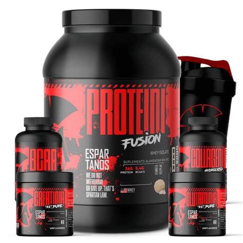 Kit Whey Protein Fusion Bcaa Crea Gluta Colágeno Espartanos