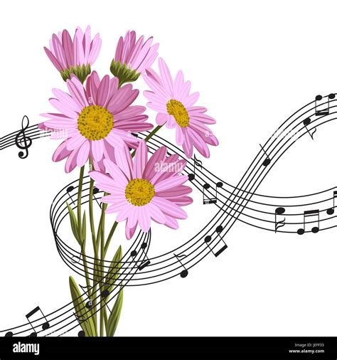 Daisies With Music Notes Stock Vector Image Art Alamy