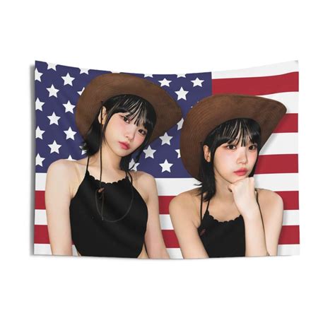 Le Sserafim Chaewon America Flag Banner Le Sserafim Chaewon Cowboy Hat