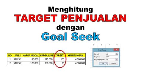 Menghitung Target Penjualan Dengan Goal Seek Di Excel Youtube