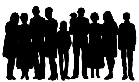 Premium Vector | Silhouette of big family isolated