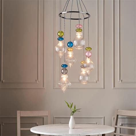 Endon April Chrome Light Pendant Multi Coloured Glass