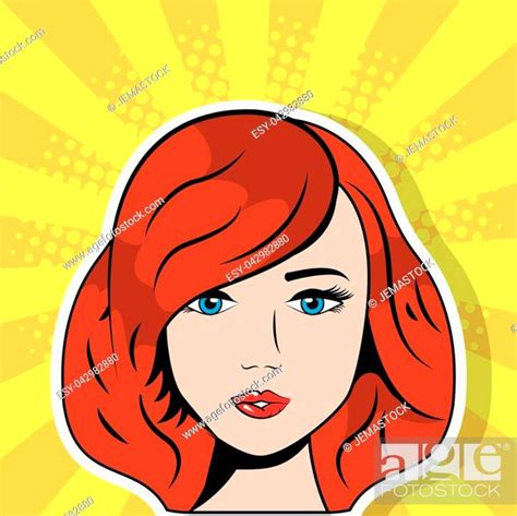 Beautiful Woman Face Pop Art Comic Vector Illustration Stock Vector