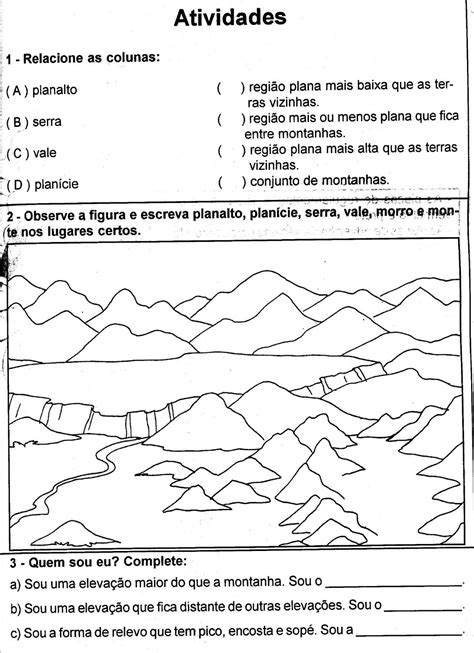 Atividades Sobre O Relevo Brasileiro LIBRAIN