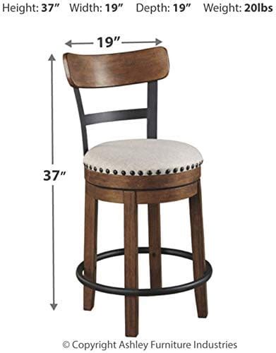 Signature Design by Ashley Valebeck Rustic Farmhouse 24.5” Counter Height Swivel Bar Stool ...