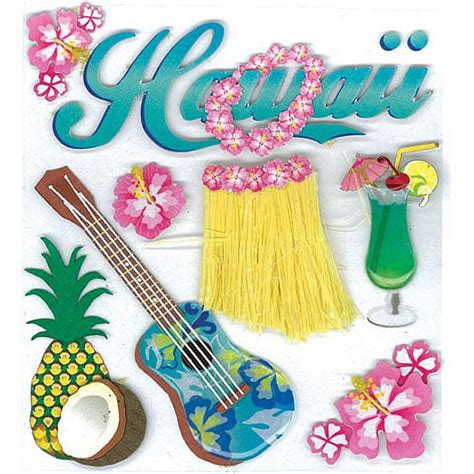 Jolees Boutique Sticker 3d Hawaii Luau Icons