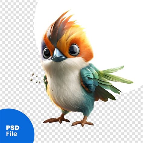 Oiseau De Dessin Anim Mignon Sur Un Fond Blanc Mod Le Psd D