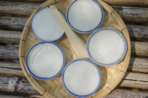 Thai Call Kanom Tuay Or Steamed Coconut Milk Traditional Thai Desserts