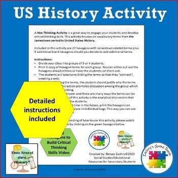 Jamestown Hexagon Critical Thinking Activity By Betsey Zachry Tpt