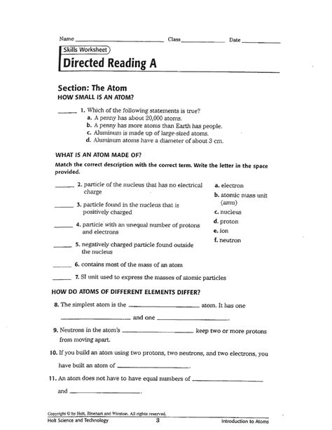 The Atom Worksheet Craig Fisher Library Formative