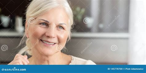 Cheerful Senior Woman Portrait Stock Photo Image Of Beautiful Banner