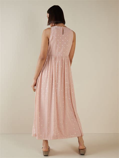 Buy Vark By Westside Peach Fit And Flare Floral Maxi Dress For Online