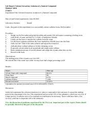 Lab Report Solvent Extraction Isolation Of A Natural Product Doc Lab