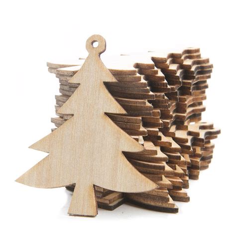 Unfinished Wood Laser Cut Tree Ornaments Christmas Ornaments