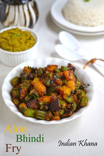 Aloo Bhindi Bhujiya Fry How To Make Aloo Bhindi Sabzi Side Dish For Paratha ~ Indian Khana