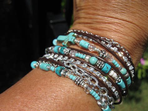 Turquoise Leather Wrap Bracelet Boho Western Endless Etsy