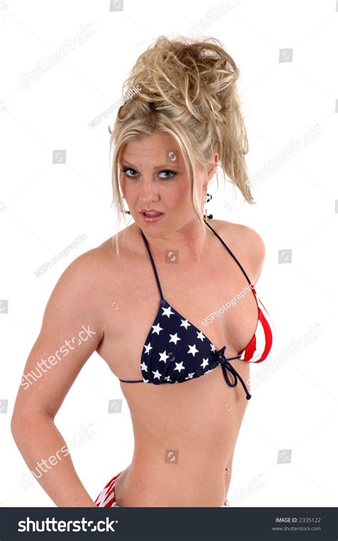 Sexy Blond Stars Stripes Bikini Stock Photo Shutterstock