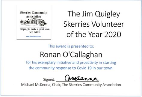 The 2020 Jim Quigley Award Skerries Community Association