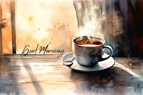 Good Morning Coffee Sunrise Landscape Watercolor Art Wall - Etsy