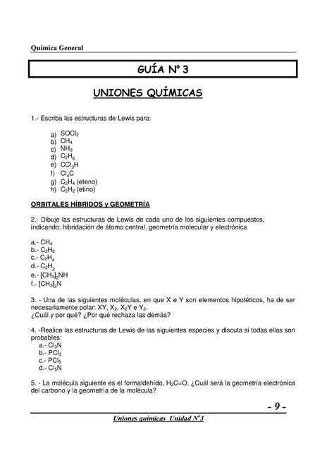 03 Uniones Quimicas 2018 Química General GUÍA No 3 UNIONES QUÍMICAS 1