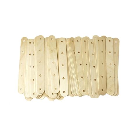 50 Count 6 Inch Natural Wooden Craft Popsicle Sticks With Holes For