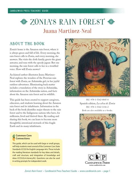 Zonias Rain Forest By Juana Martinez Neal Teachers Guide Pdf