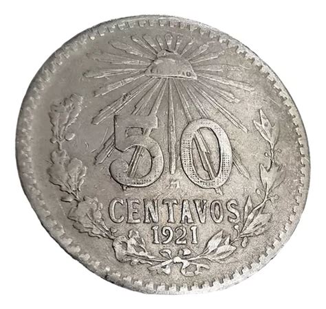 Moneda De Plata 50 Centavos Resplandor 1921